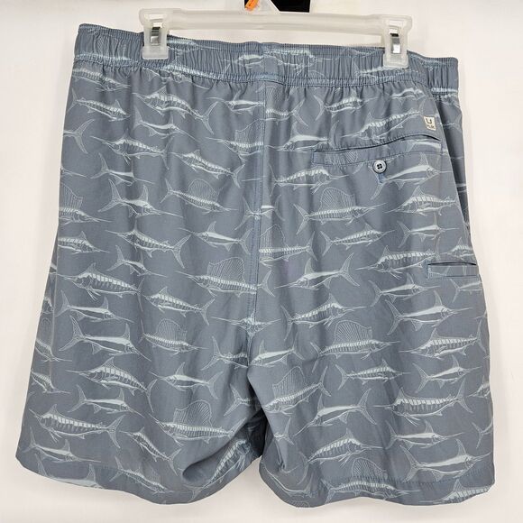 Huk Swim Trunks Mens XXL Marlins AOP Swimming Shorts Lined Fishing Summer - Picture 7 of 12